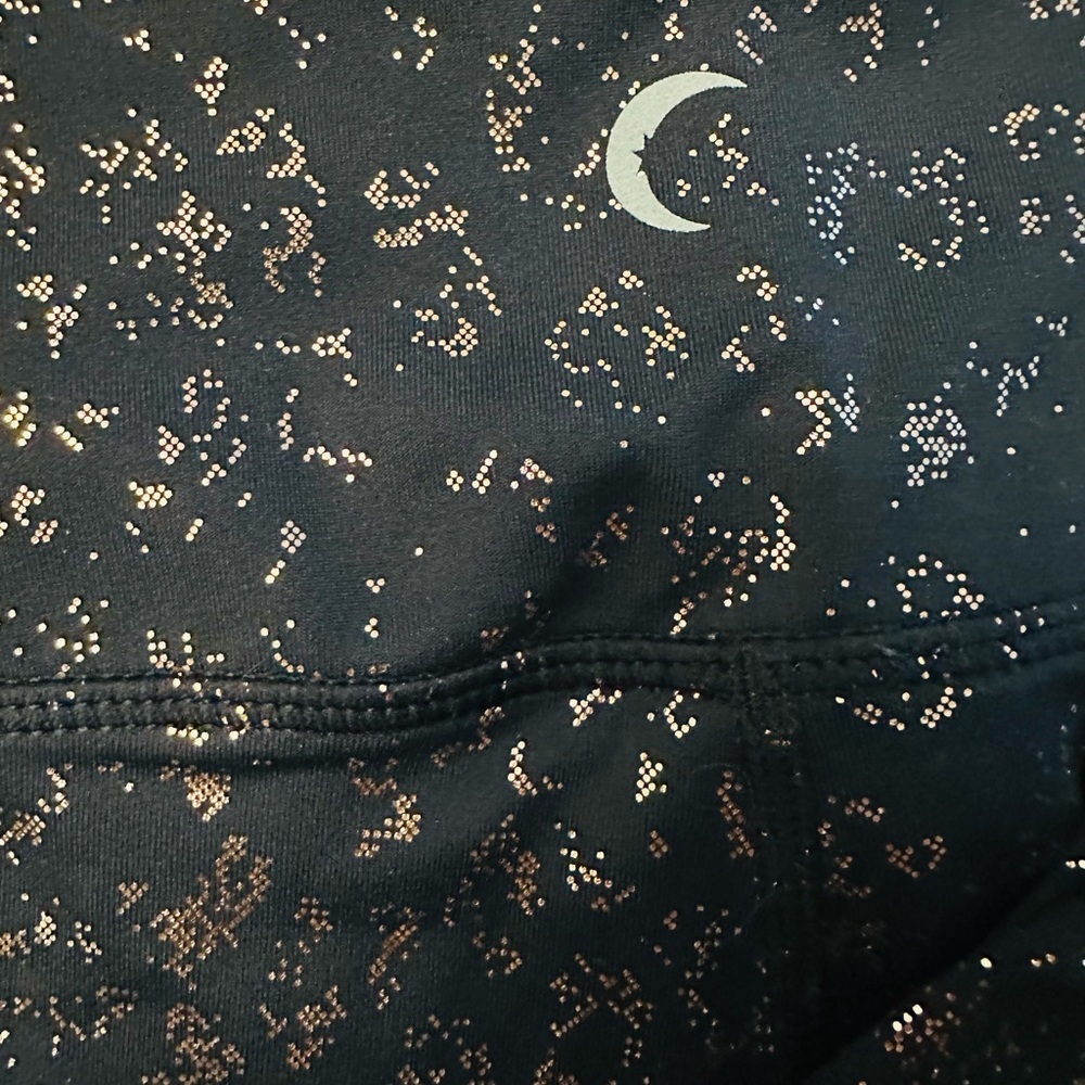 ZYIA Black 7/8 Leggings with Gold Metallic Flake Womens 8-10 - Picture 4 of 7